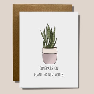 Congrats on Planting New Roots | Minimal Blank Card for Someone Special | House Warming Card