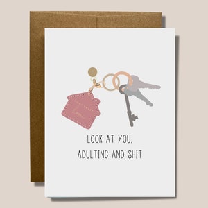 Look at you, Adulting and Sh*t | Happy Housewarming | Minimal Blank Card for Someone Special | Moving Card