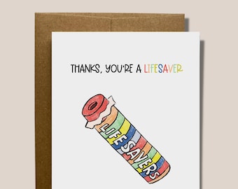 Thank, You're a Lifesaver | Minimal Blank Card for Someone Special | Thank you card