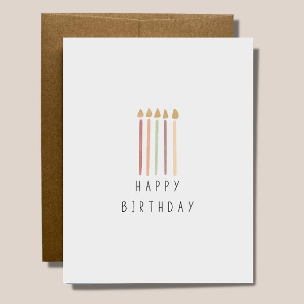 Happy Birthday | Minimal Blank Birthday Card for Someone Special | Excited Celebration Bday Candles