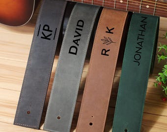 Leather Guitar Strap – Custom Guitar Strap for Acoustic Electric Bass Guitars – Guitar Player Gift – Soft Adjustable Guitar Straps