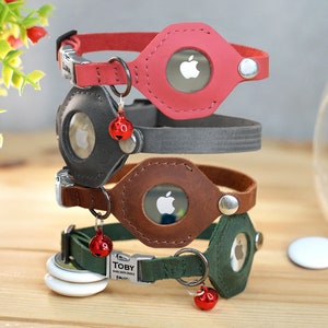 AirTag Cat Collar - 6 Colors Available, Engraved Cat Collar, Personalized Collar for Cats with Airtag Holder, Custom Kitten Collar