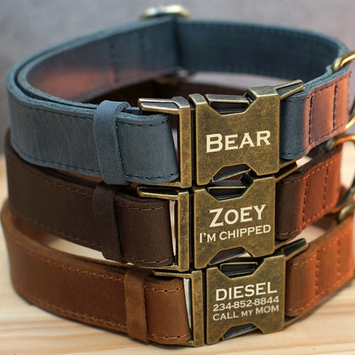 Personalized Leather Dog Collar Engraved Dog Collar Custom Etsy UK