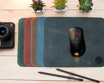 Leather Mouse Pad, Personalized Office Desk Accessories, Custom Mouse Pad, Anniversary Gift, Leather Mouse Mat, Gift for Office