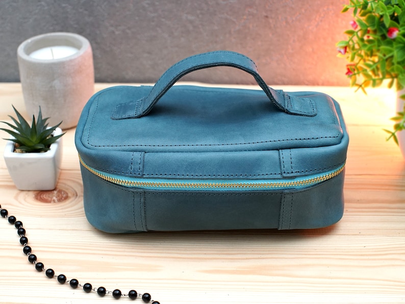 Leather Cosmetic Bag for Women Personalized Makeup Organizer Etsy