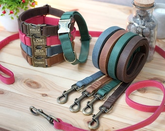 Leather Dog Leash, Personalized Dog Leash 5 Ft, Pet Leash for Dogs Small Medium Large, Dog Leash Pink Green Blue Brown