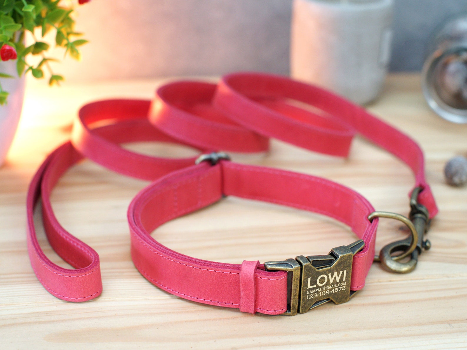 Leather Dog Leash Personalized Dog Leash with Handle Custom Etsy