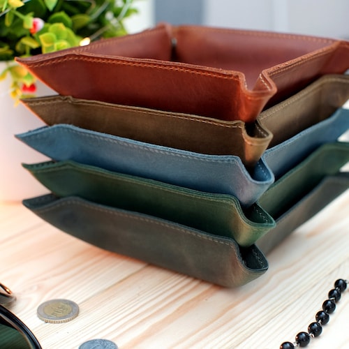 Monogrammed Valet Tray for Men Personalized Leather Catchall Etsy