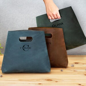 Leather Shopper Bag, Personalized Tote Bag, Custom Gifts for Her, Minimalist Handbag, Small Tote Bag, Travel Bag, Leather Gifts image 10