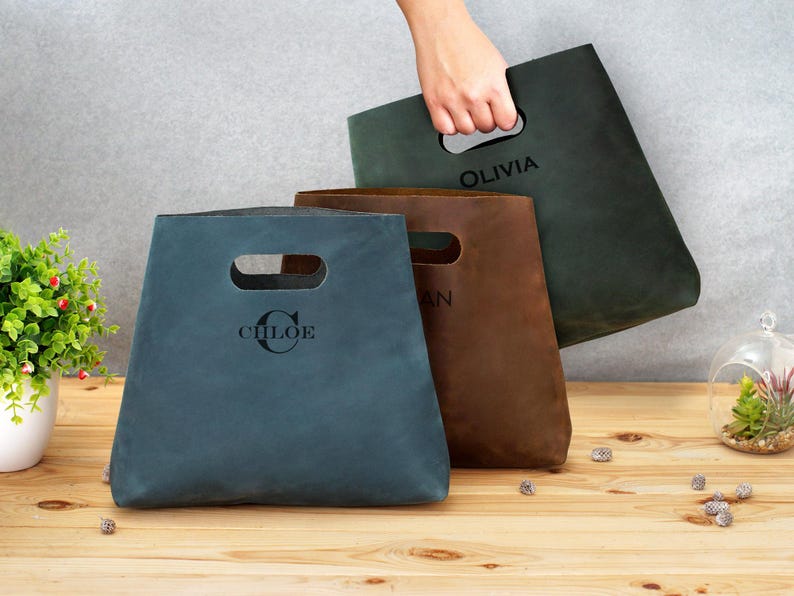 Leather Shopper Bag, Personalized Tote Bag, Custom Gifts for Her, Minimalist Handbag, Small Tote Bag, Travel Bag, Leather Gifts image 10