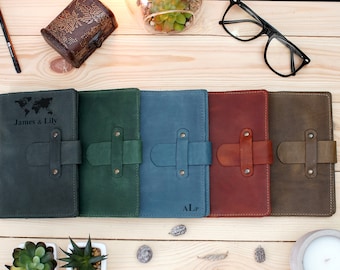 Personalized Leather Notebook, Leather Journal Cover A5, Custom Notebook Cover A6, Engraved Refillable Notebook, Anniversary Gift