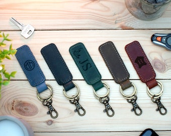 Personalized Leather Keychain, Engraved Key Holder, Custom Key Chain Leather, Keychains for Women and Men, Anniversary Gift