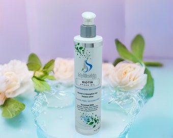 Biotin Argan oil Botanical Shampoo and Conditioner enriched with rice protein, Ginseng, Ceramide, Keratin, Saw Palmetto, Rosemary