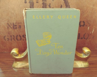 Ellery Queen  Ten Days' Wonder, Little, Brown and Company, 1949,  hardcover mystery novel, detective series, vintage gray book