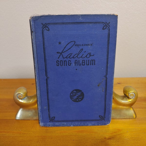 vintage gospel hymn book Virgil O. Stamps' Radio Song Album, The Stamps-Baxter Music Co., blue hardcover, 1937, sacred devotional music