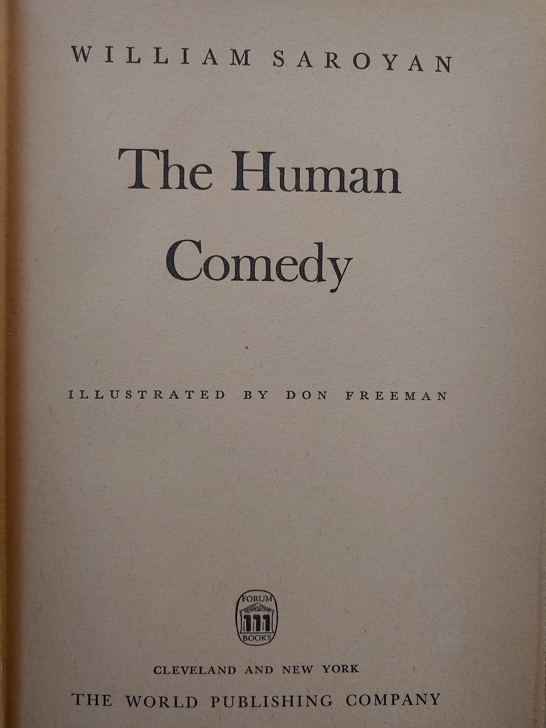 The Human Comedy by William Saroyan, Illustrated by Don Freeman