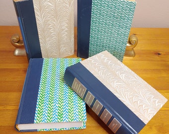4 Reader's Digest Condensed Books 1980's, Green, Blues, Beige decorative hardcovers for staging and shelf decor, great for arts and crafts