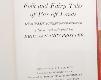 Vintage Folk and Fairy Tales of Far Off Lands Book, red hardcover 1965 1st Edition, Eric and Nancy Protter, ill. by Dorothy E. Rosenwasser