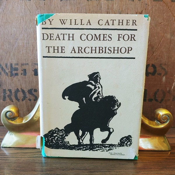 Willa Cather Death Comes for the Archbishop, A Borzoi Book, Alfred A. Knopf, 49th printing 1980, HC/DJ, green vintage book