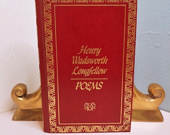 Henry Wadsworth Longfellow, Poems, Longview Press, 1976, vintage decorative red and gilt book