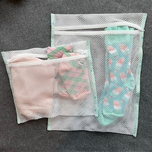 Large Travel Laundry Bags | Set of 2 Mesh Lingerie Bags