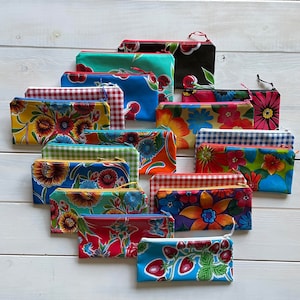 Handmade Mexican Oil Cloth - Cosmetic Bag –