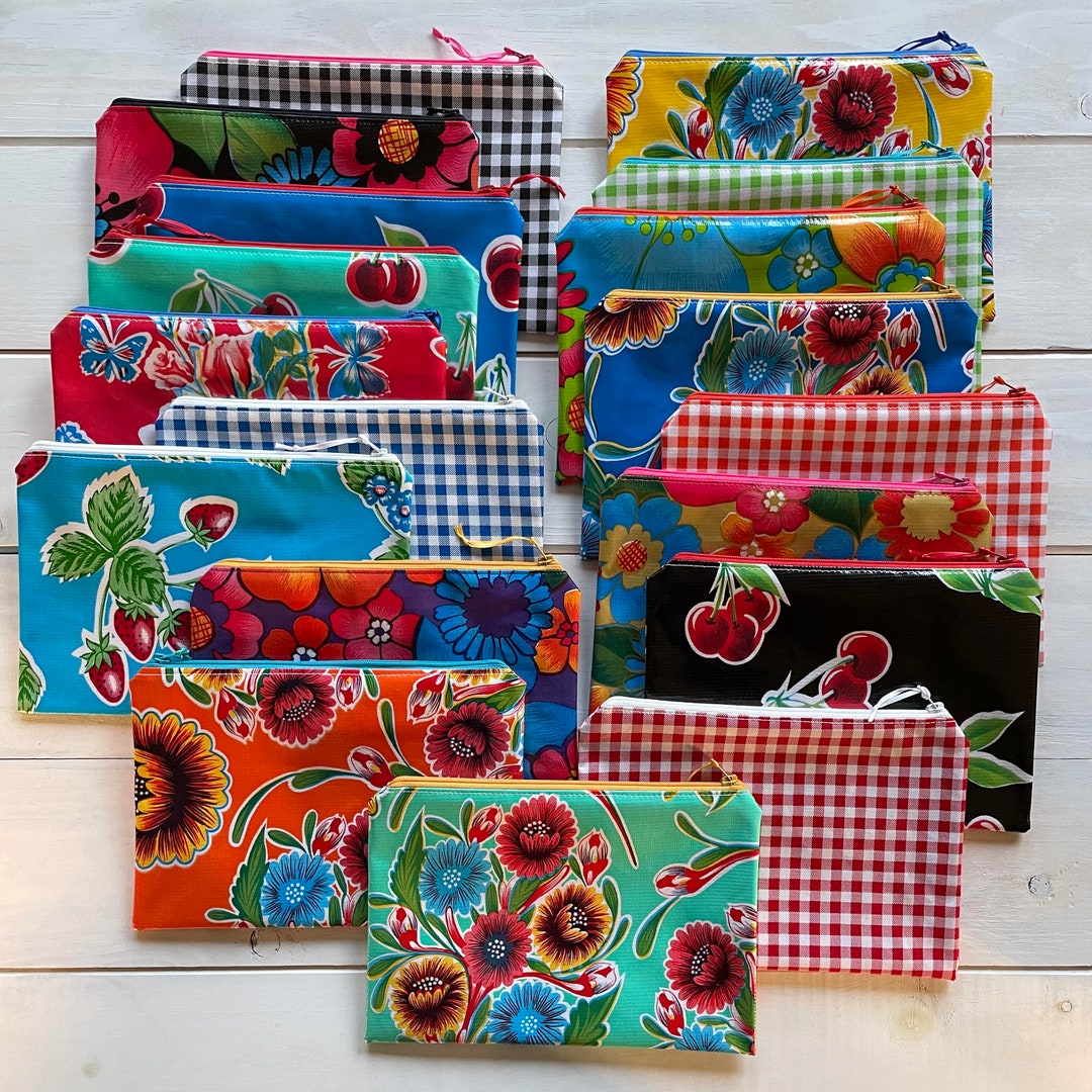 Oilcloth Zipper Pouch Waterproof Clutch Etsy