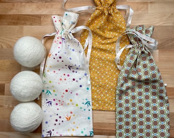 3 Wool Dryer Balls with Drawstring Bag