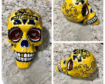 Michigan Wolverines, Gift for Football Fan, Gift for Him, College Football, Day of the Dead, Dia de los Muertos Decor, Sugar Skull Art