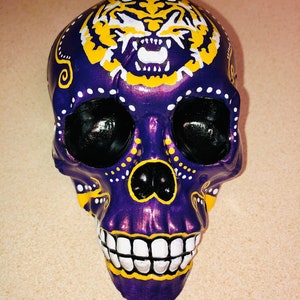 LSU, Louisiana, Gift for Football Fan, Gift for College, College Football, Day of the Dead, Dia de los Muertos Decor, Sugar Skull Art