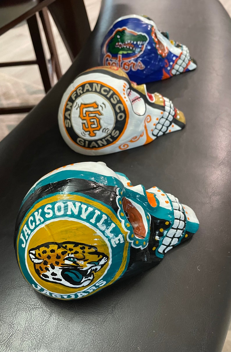 Sports Sugar Skull With Two Teams, NFL-MLB-NHL, Unique Sports Gift, Day ...