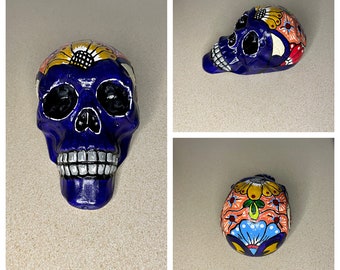 Talavera Design Skull, Gift for Her, Gift for Him, Day of the Dead, Dia de los Muertos Decor, Sugar Skull Art