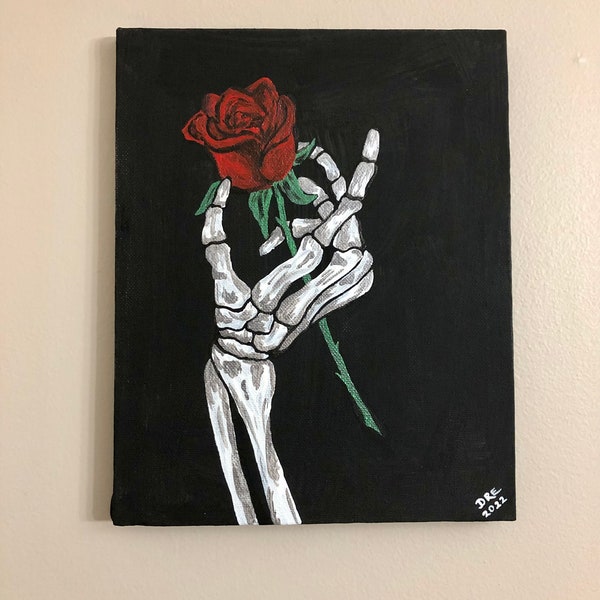 Skeleton Painting Etsy