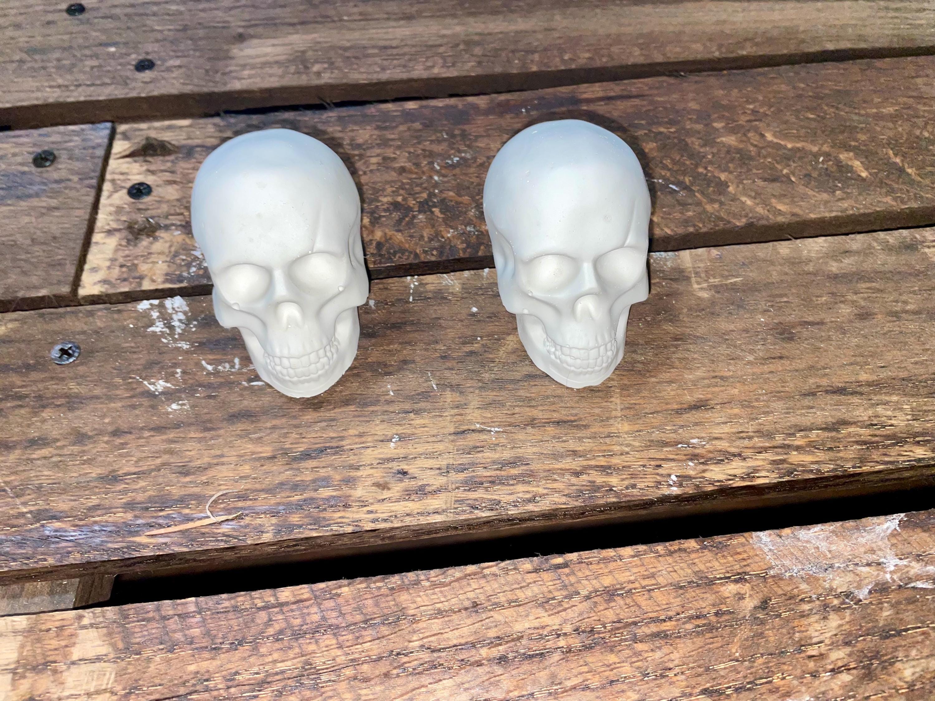 Ready To Paint Plaster Skulls, Small Sized Skulls, Set of Two, (Unfinished), DIY Skull Art, Sugar Skull Art