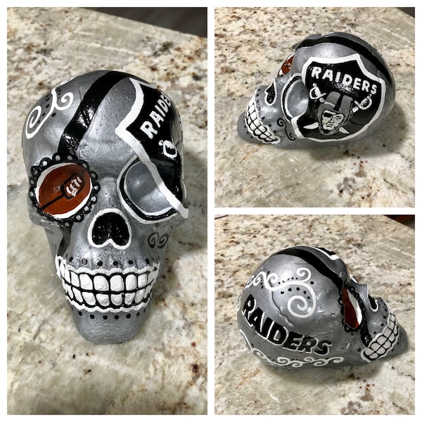 Las Vegas Raiders, NFL Football, Gift for Football Fan, Just Win Baby, Raiders Nation, Day of the Dead, Dia de los Muertos, Sugar Skull Art