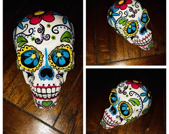 Mexican Calavera, Mexican Art, Sugar Skull With Flowers, Sugar Skull Gifts, Day of the Dead, Dia de los Muertos Decor, Sugar Skull Art