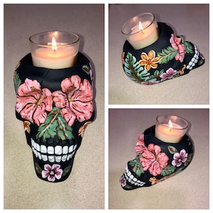 Mexikanische Calavera, Sugar Skull Übertopf, Sugar Skull Geschenke, Skull Kerzenhalter, Geschenk für sie, Dia de los Muertos Decor, Sugar Skull Art
