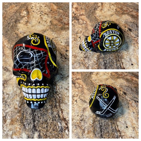 Boston Bruins, NHL Hockey, Gift for Him, Gift for Her, Day of the Dead, Dia de los Muertos Decor, Sugar Skull