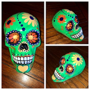 Mexican Calavera, Vibrant Green Sugar Skull, Sugar Skull Gifts, Day of the Dead, Dia de los Muertos Decor, Sugar Skull Art