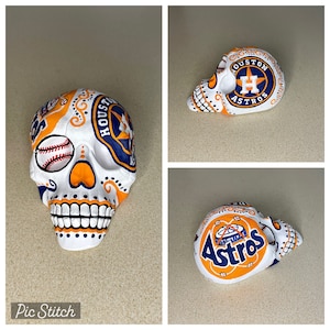 Astros de Houston, regalo para un fanático del béisbol, regalo para él, regalo único de béisbol, Día de Muertos, decoración del Día de los Muertos, arte de calaveras de azúcar