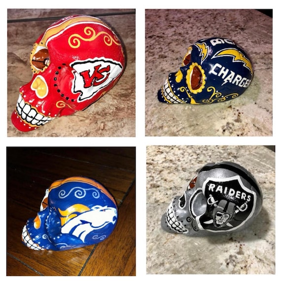 AFC West Teams, Denver Broncos, Kansas City Chiefs, Raiders, Chargers, NFL  Football, Gift for Football Fan, Sugar Skull