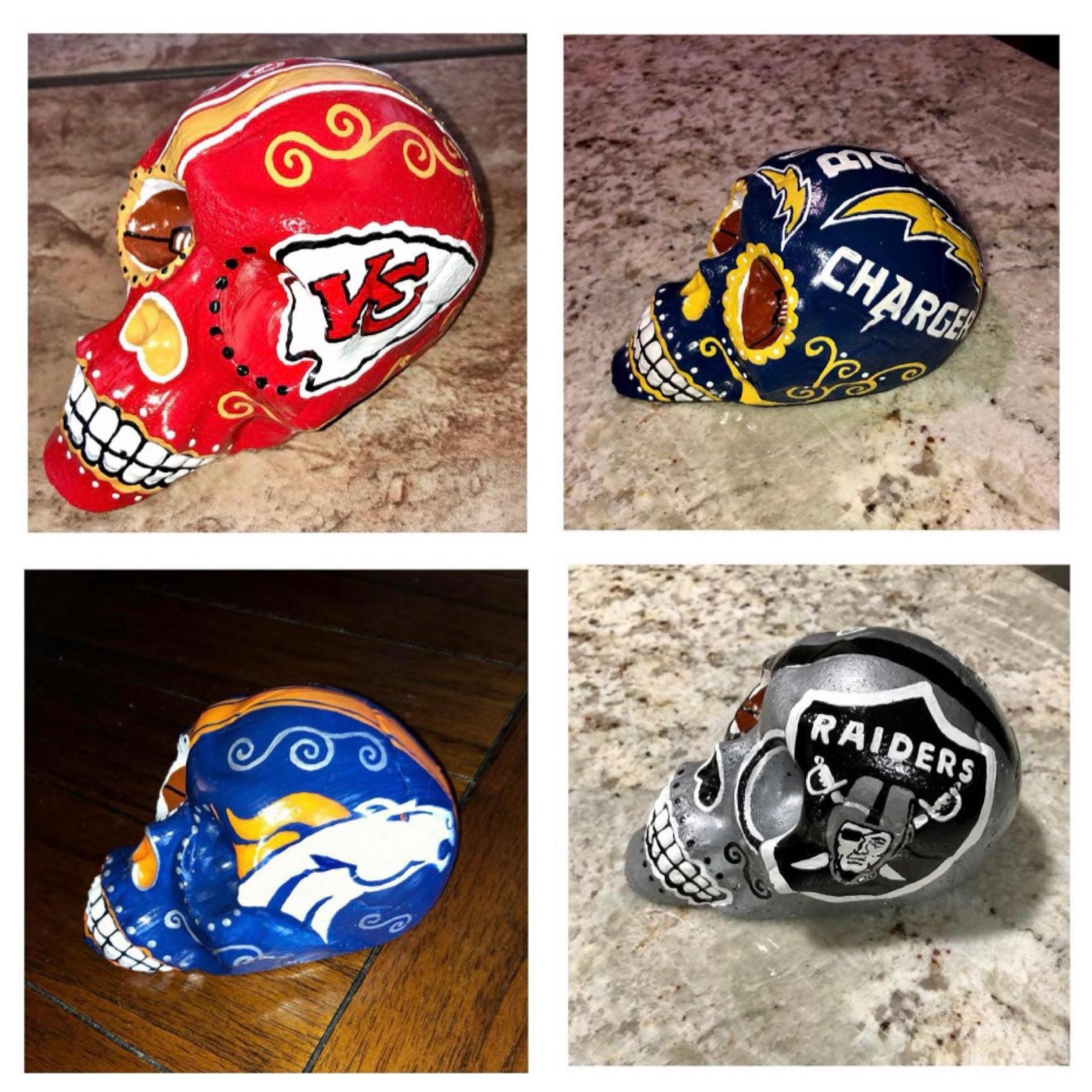 AFC West Teams, Denver Broncos, Kansas City Chiefs, Raiders, Chargers, NFL  Football, Gift for Football Fan, Sugar Skull