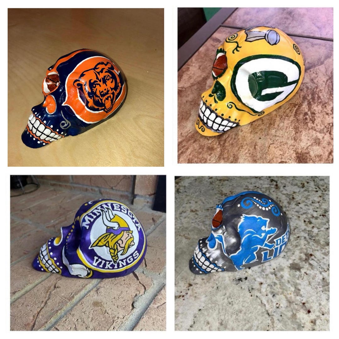 NFL Sugar Skull, Day of the Dead Decor, NFC North Football, Bears ...