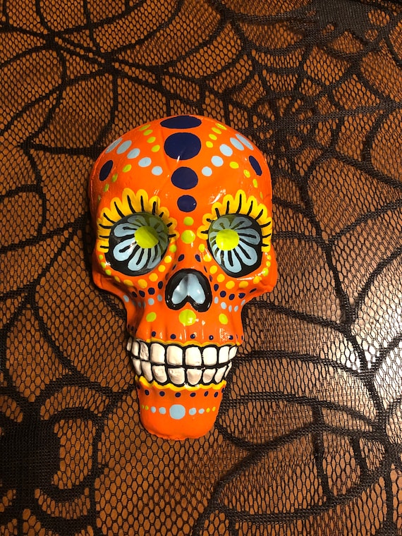 Mexican Calavera, Gift for Skull Lover, Vibrant Orange Sugar Skull, Day of  the Dead, Dia de los Muertos Decor, Sugar Skull Wall Art - Main Image