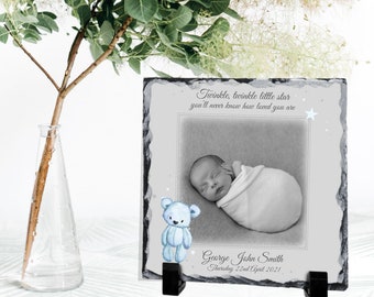 Personalised Baby Photo Gifts - Rock Slate Gifts - Gifts For New Parents - New Baby Gift