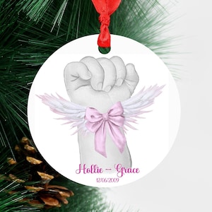 Personalised Pink Angel Baby Ceramic Ornament, Baby Memorial Keepsake, Baby Loss Memory, Child Remembrance Gift, Miscarriage Gift