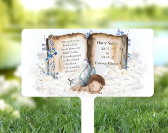 Personalised Grave Marker | Baby Memorial | Grave Decoration | Remembrance Plaque | Miscarriage Gift | An Angel In The Book Of Life