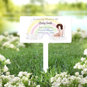 Personalised Grave Marker | Rainbow Cherub Angel | Baby Memorial | Grave Decoration | Remembrance Plaque | Miscarriage Gift | Angel Baby