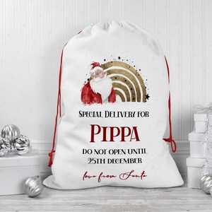 Personalised Santa Christmas Sack - Personalised Santa Sack - Santa Rainbow Gift Bag - Personalised Christmas Toy Sack - Special Delivery