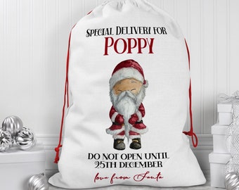 Gepersonaliseerde kerst kerstzak - gepersonaliseerde kerstman zak - vader kerst cadeau tas- gepersonaliseerde kerst speelgoed zak